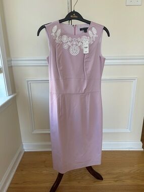 Brooks Brothers Lilac Sleeveless Sheath Dress with White Embroidery